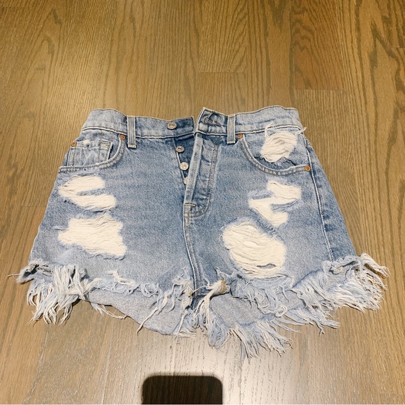 7 for all mankind distressed denim short - Picture 2 of 7